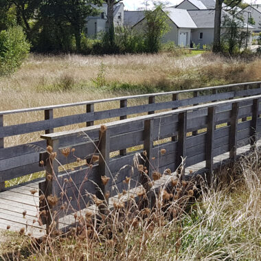 Pont en bois dans un chemin de promenade